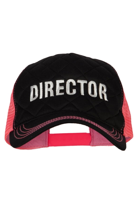 Director Embroidered Big Size Two Tone Neon Mesh Cap - Black Neon Pink XL-3XL