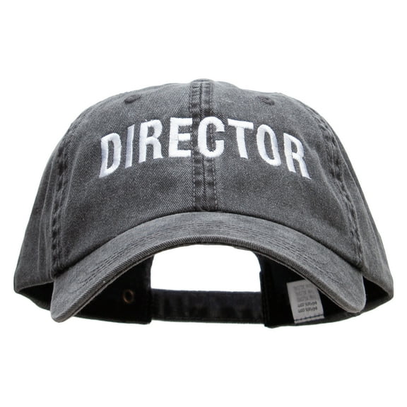 Director Embroidered Big Size Washed Pigment Dyed Cap - Black XL-3XL