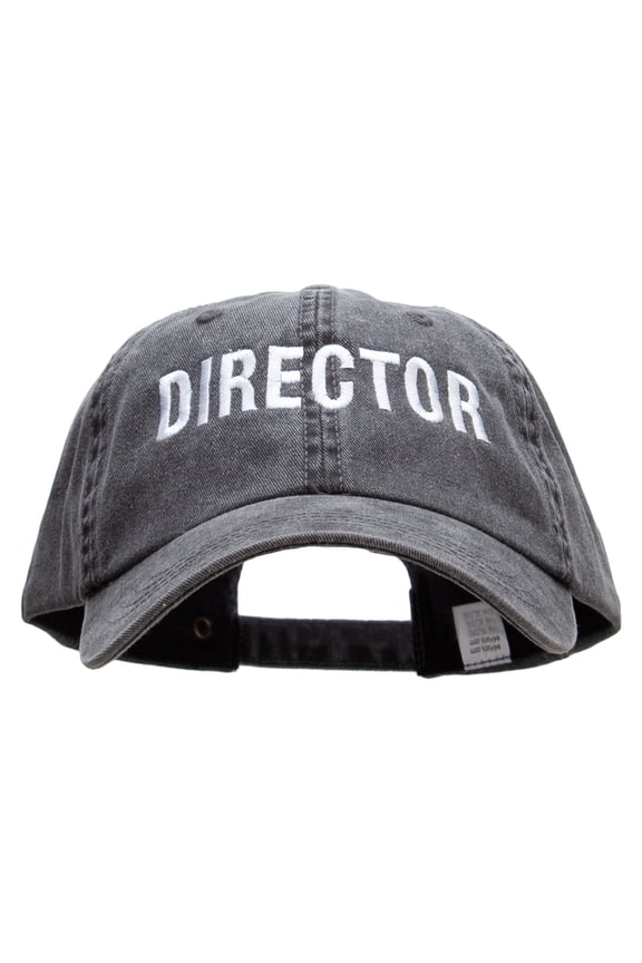 Director Embroidered Big Size Washed Pigment Dyed Cap - Black XL-3XL