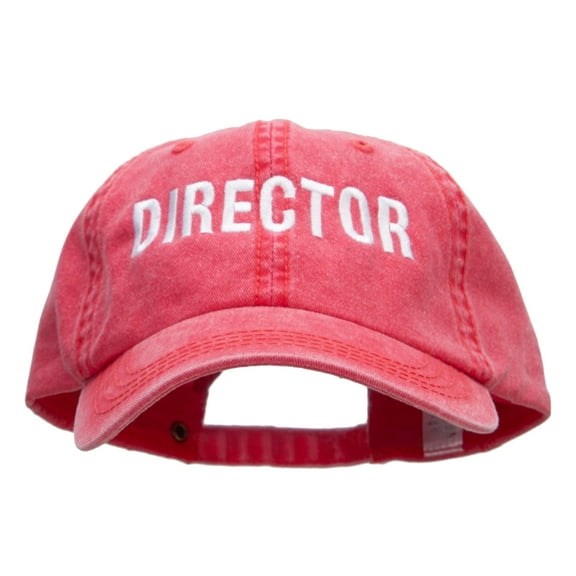 Director Embroidered Big Size Washed Pigment Dyed Cap - Red XL-3XL