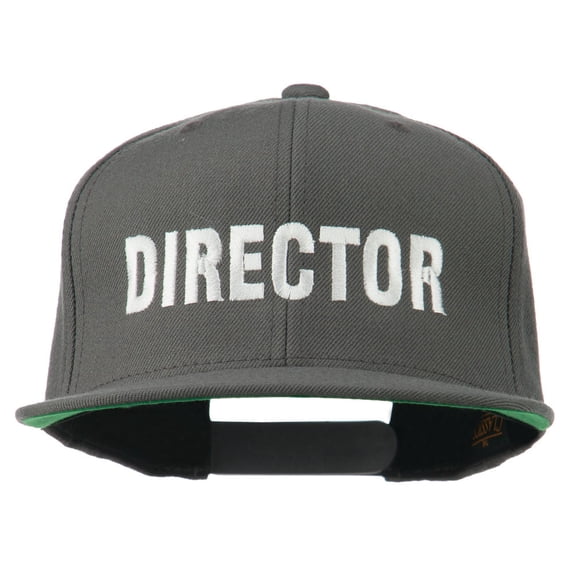Director Embroidered Flat Bill Cap - Grey OSFM