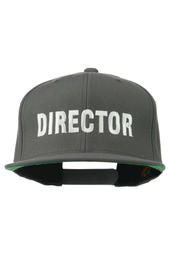 Director Embroidered Flat Bill Cap - Grey OSFM