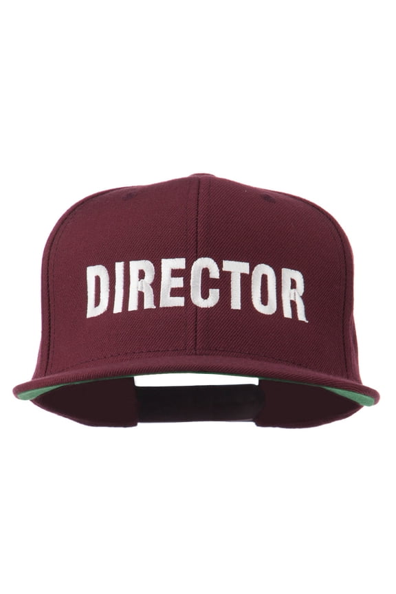 Director Embroidered Flat Bill Cap - Maroon OSFM