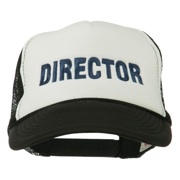 Director Embroidered Foam Mesh Back Cap - Black White OSFM