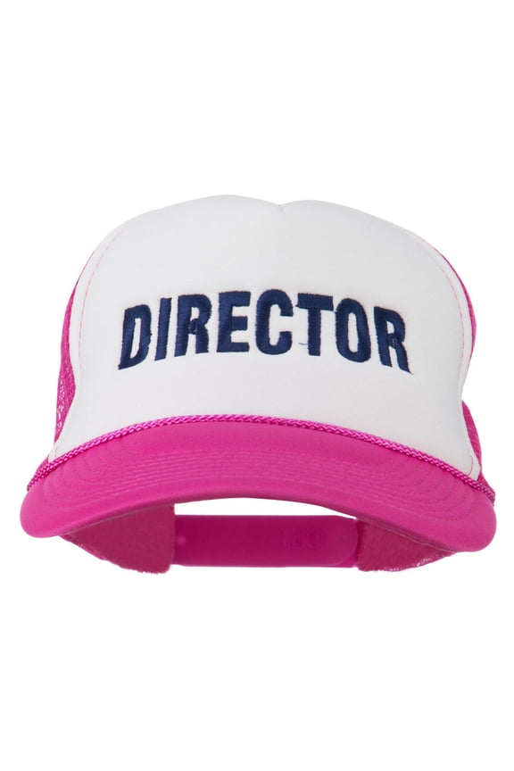 Director Embroidered Foam Mesh Back Cap - Hot Pink White OSFM