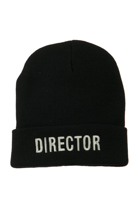 Director Embroidered Long Beanie - Black OSFM