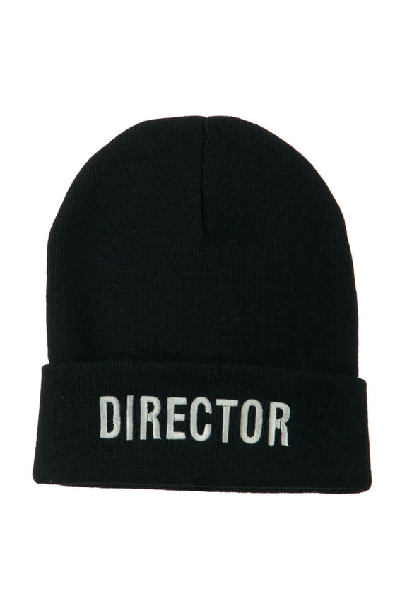 Director Embroidered Long Beanie - Navy OSFM