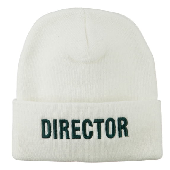 Director Embroidered Long Beanie - White OSFM