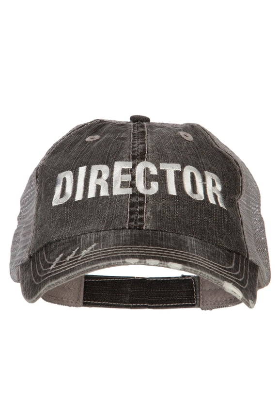 Director Embroidered Low Profile Mesh Cap - Black OSFM