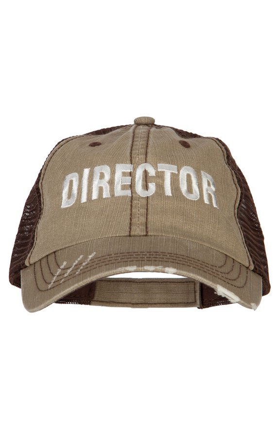 Director Embroidered Low Profile Mesh Cap - Khaki Brown OSFM