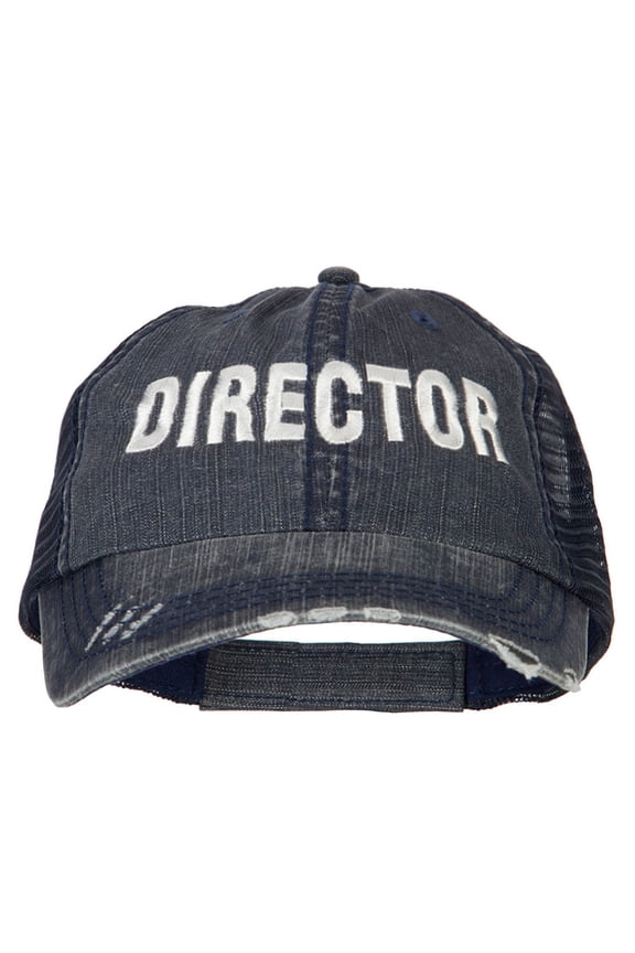 Director Embroidered Low Profile Mesh Cap - Navy OSFM