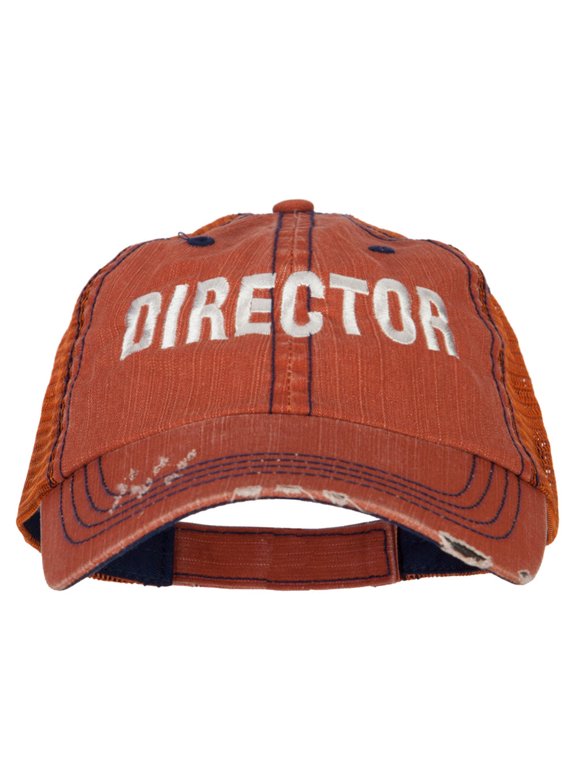 Director Embroidered Low Profile Mesh Cap - Orange OSFM