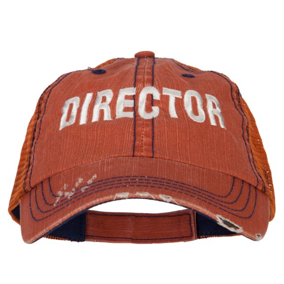 Director Embroidered Low Profile Mesh Cap - Orange OSFM