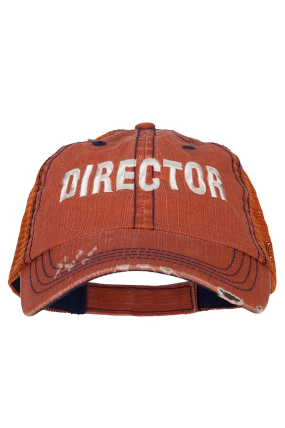 Director Embroidered Low Profile Mesh Cap - Orange OSFM