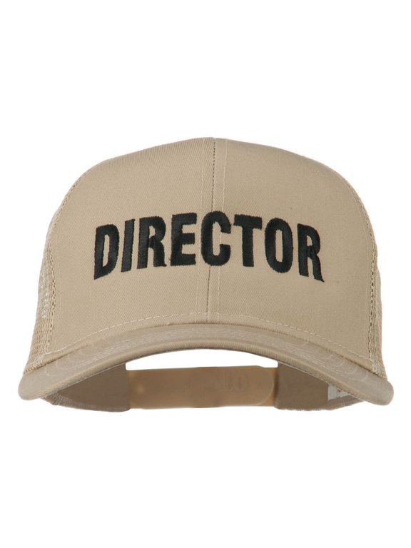 Director Embroidered Mesh Back Cap - Khaki OSFM