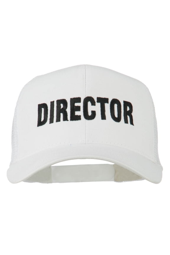 Director Embroidered Mesh Back Cap - White OSFM