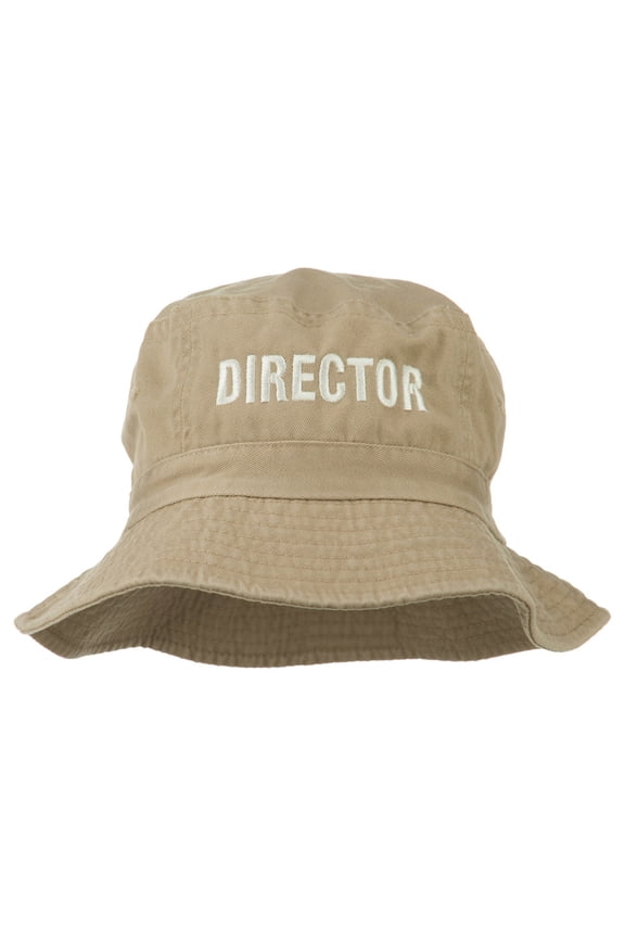 Director Embroidered Pigment Dyed Bucket Hat - Khaki OSFM