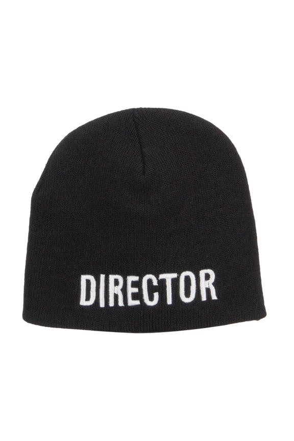 Director Embroidered Short Beanie - Black OSFM