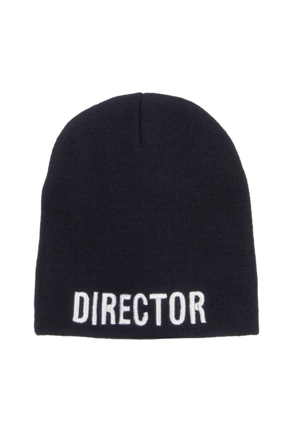 Director Embroidered Short Beanie - Navy OSFM