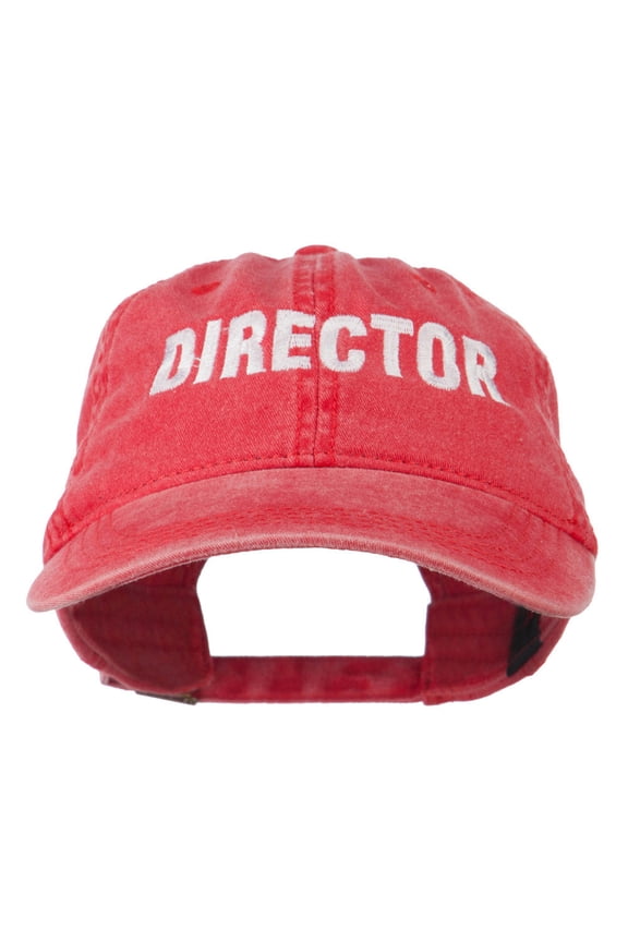 Director Embroidered Washed Cotton Cap - Red OSFM