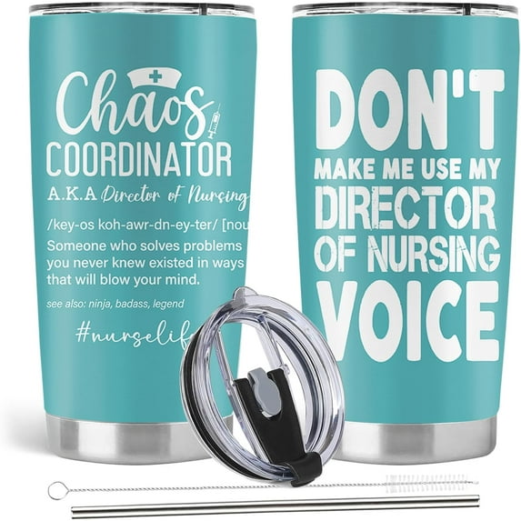 Director Of Nursing Gifts, Nurses Week Gifts, 20oz Stainless Steel Tumbler with Lid Straw