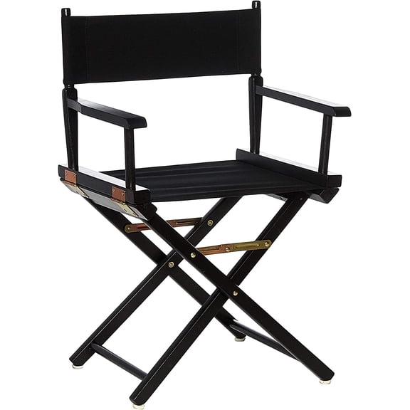 Director's Chair ,Black Frame/Black Canvas,18" - Classic Height