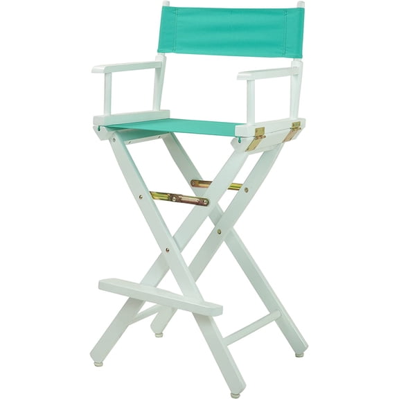 Director's Chair ,White Frame/Teal Canvas,30" - Bar Height