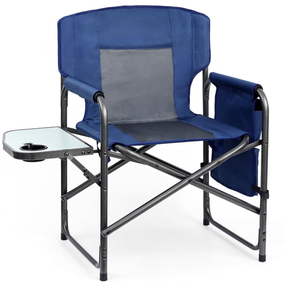 Directors Chair, Camping Chairs for Adults, Heavy Duty Side Table, Lawn Chairs with Side Pockets Carry Straps
