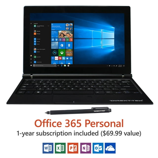 Direkt-Tek 11.6" FHD Tablet with Keyboard, Windows 10, Office 365 Personal 1-Year Subscription Included ($69.99 Value), Windows Hello (Fingerprint Reader), Windows Ink (Smart Stylus included)