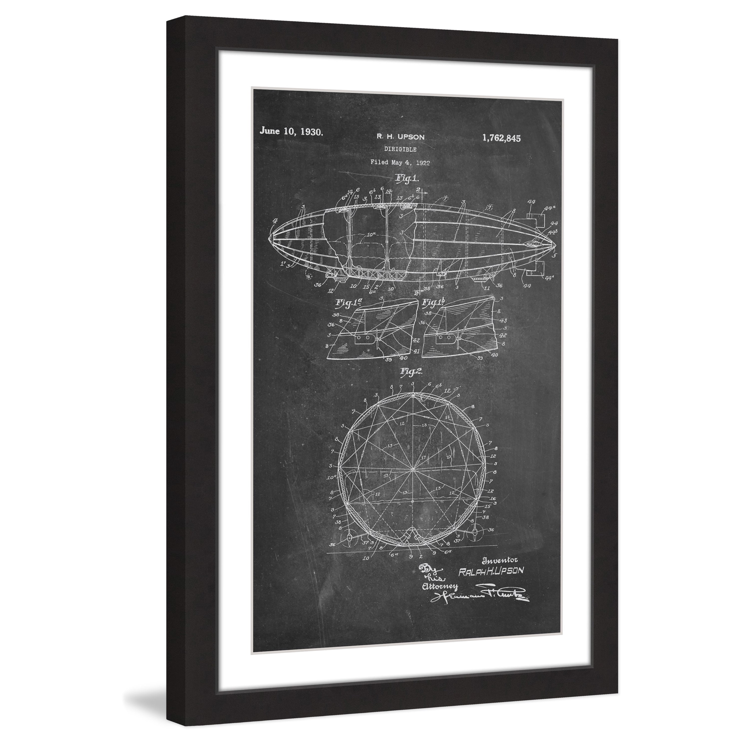 "Dirigible 1922 Chalk" Framed Painting Print