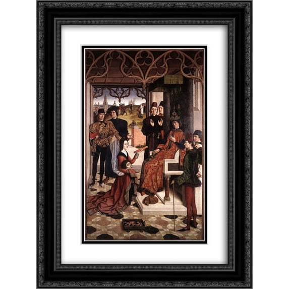 Dirk Bouts 2x Matted 18x24 Black Ornate Framed Art Print 'Justice of the Emperor Otto The Ordeal by Fire'