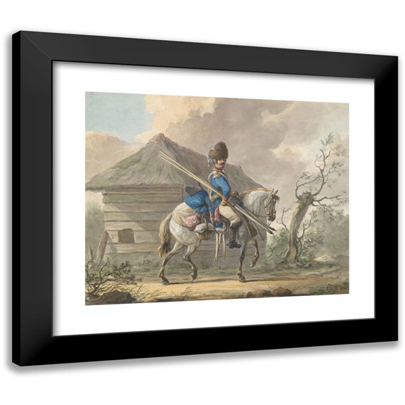 Dirk Langendijk 14x12 Black Modern Framed Museum Art Print Titled - Dutch Dragoon of the Grenadier Guard (1776)