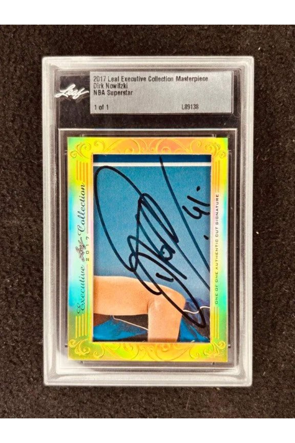Dirk Nowitzki 2017 Leaf Masterpiece Cut Signature certified autograph card 1/1 JSA Mavericks