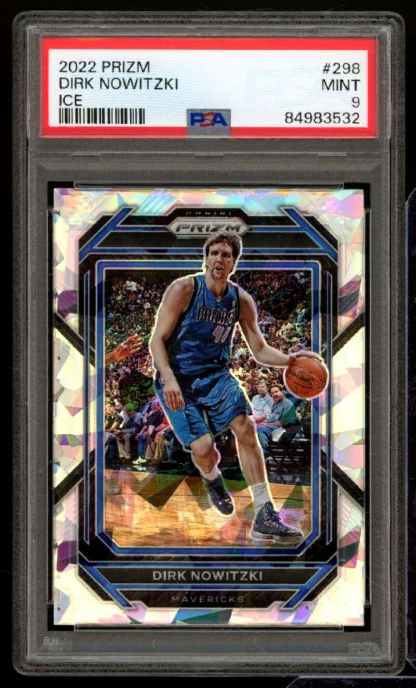 Dirk Nowitzki Card 2022-23 Prizm Ice (pop 1) #298 PSA 9