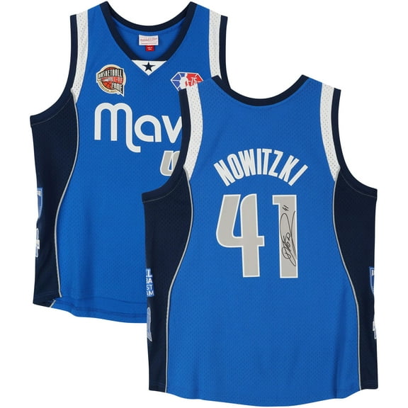 Dirk Nowitzki Dallas Mavericks Autographed Royal Blue Mitchell & Ness Hall of Fame Swingman Jersey - Fanatics Authentic Certified