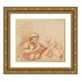 thumbnail image 1 of Dirk (Theodorus) Helmbreker 17x15 Gold Ornate Wood Frame and Double Matted Museum Art Print Titled - Studies of a Man Smoking and a Man Drinking (1650-1660), 1 of 4