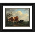 thumbnail image 1 of Dirk Van Lokhorst 14x12 Black Ornate Wood Framed Double Matted Museum Art Print Titled: Cows in the Pasture, 1 of 5