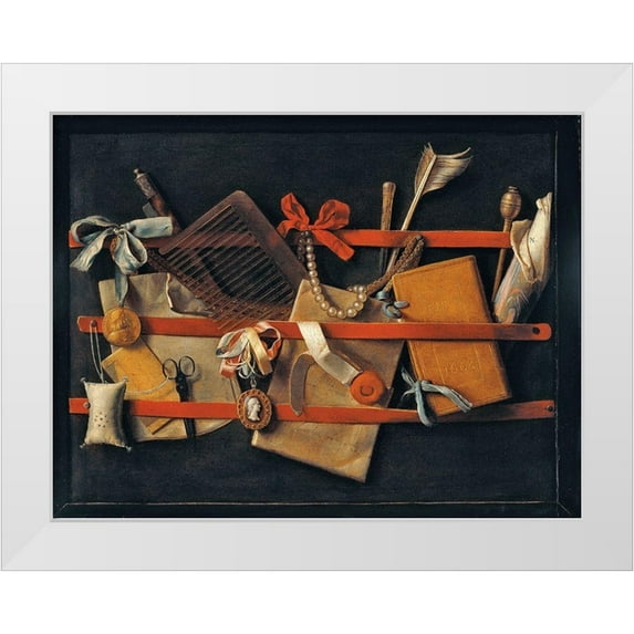 Dirksz van Hoogstraten, Samuel 24x19 White Modern Wood Framed Museum Art Print Titled - Tromp-loeil