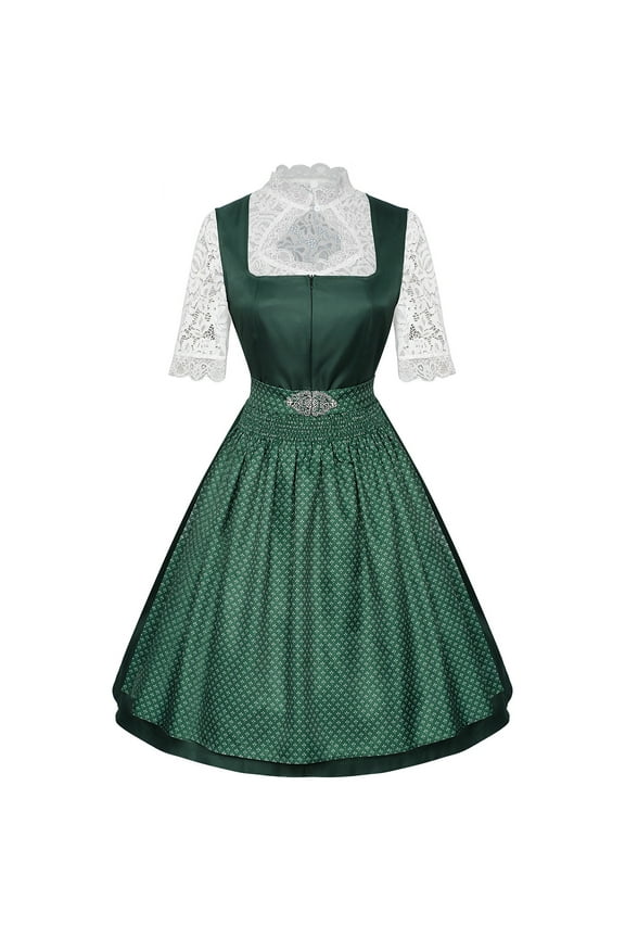 Dirndl Dress for Women Oktoberfest German Bavarian Traditional Costume Vintage Midi Dress with Apron