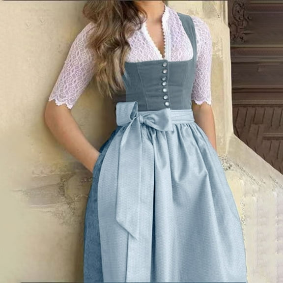 Dirndl Dresses Womens Oktoberfest Carnival Accessories with Apron Traditional Bavarian Outfits