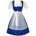 thumbnail image 1 of Dirndl Trachten Haus 3 Piece Long German Oktoberfest Dirndl Cotton Dress for Womens and Girls - Blue, 1 of 3