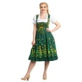 thumbnail image 1 of Dirndl Trachten Haus 3 Piece Long German Oktoberfest Dirndl Cotton Dress for Womens and Girls - Green, 1 of 13