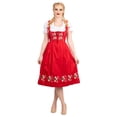 thumbnail image 1 of Dirndl Trachten Haus 3 Piece Long German Oktoberfest Dirndl Cotton Dress for Womens and Girls - Red, 1 of 12