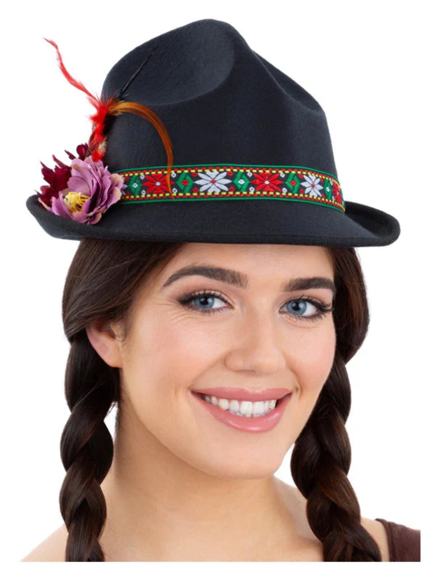 Dirndl Trenker Hat with Feathers Flowers Oktoberfest Dirndl Trenker Hat with Feathers Flowers Oktoberfest