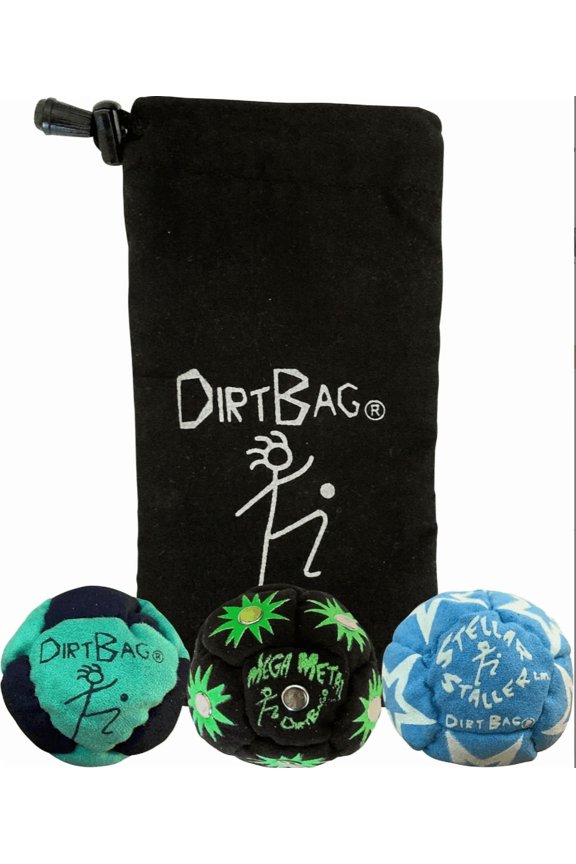 Footbag 3 Pack with Carry Pouch, 8-Panel Sand Filled Kick Sack, Soft Durable Handmade Hacky Bags, Indoor Outdoor Game Stress Relief