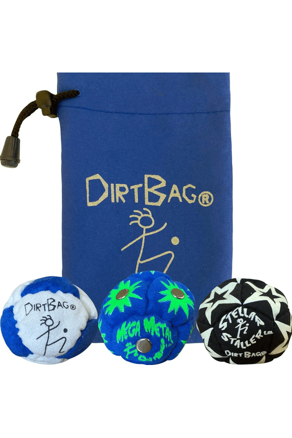 Footbag 3 Pack with Carry Pouch, 8-Panel Sand Filled Kick Sack, Soft Durable Handmade Hacky Bags, Indoor Outdoor Game Stress Relief