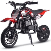 دراجة TOXOZERS Dirt Bike،دراجة صغيرة تعمل بالغاز ثنائية الأشواط سعة 50 سم مكعب للأطفال من سن 8 إلى 14 عامًا،مع شوكة أمامية وصدمة أحادية خلفية، تصل إلى 25 ميلاً في الساعة، باللون الأحمر