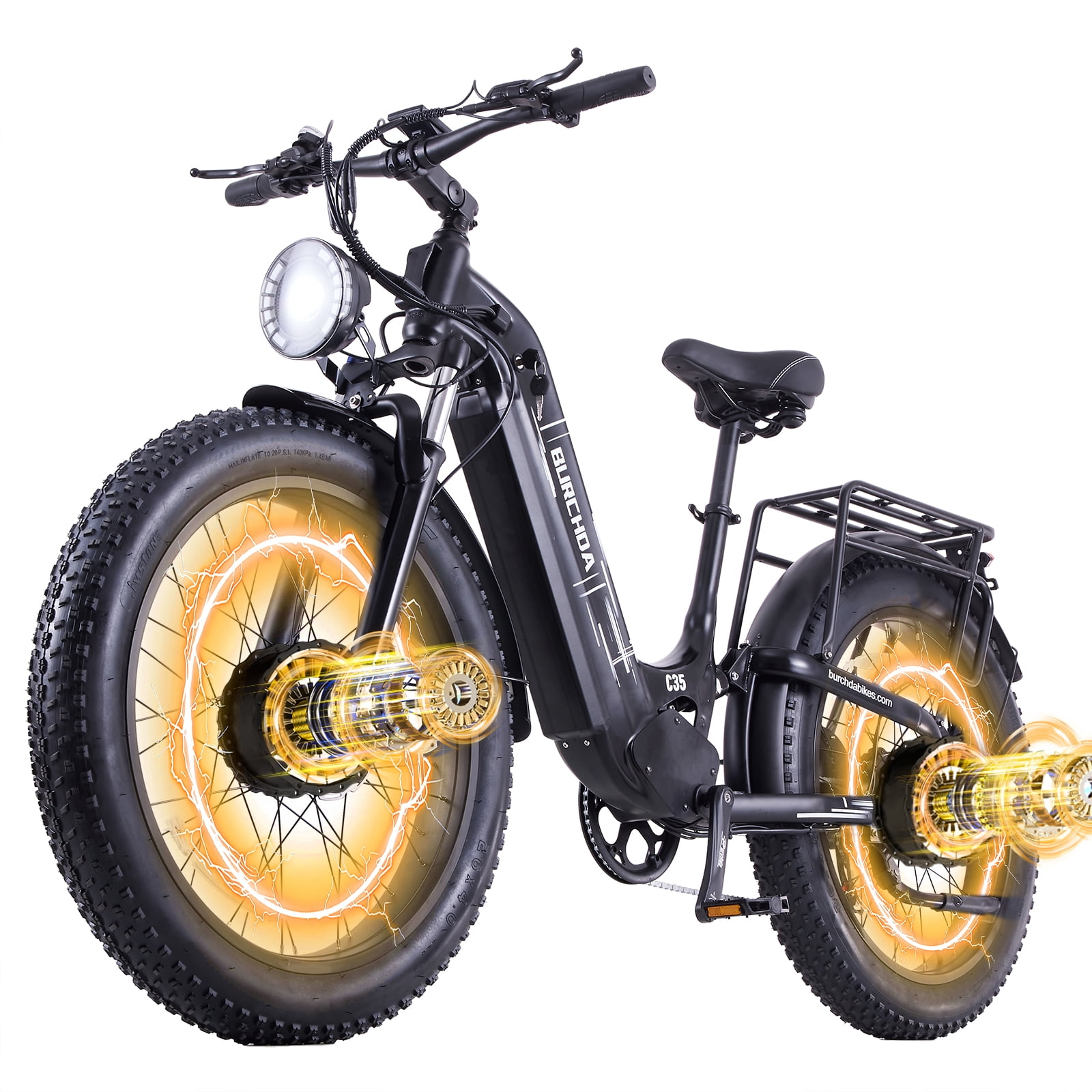 Dirt Bike for Adults 5000W Dual Motor 40MPH 210Nm 52V 35Ah Low-Step 100 Miles 26" Fat Tire Off Road E Mountain Bike Full Suspension Dual Hydraulic Brakes UL2849 E-Motorized bicycle