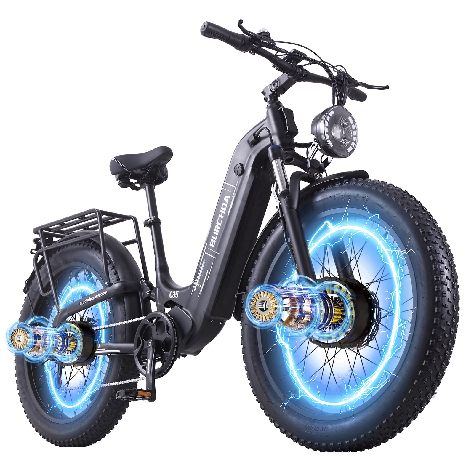 Dirt Bike for Adults 5000W Dual Motor 40MPH 210Nm Torque 52V 35Ah 100 Miles 26" Fat Tire Off Road E Mountain Bike Full Suspension Dual Hydraulic Brakes UL2849 Motorized Dirt Low-Step