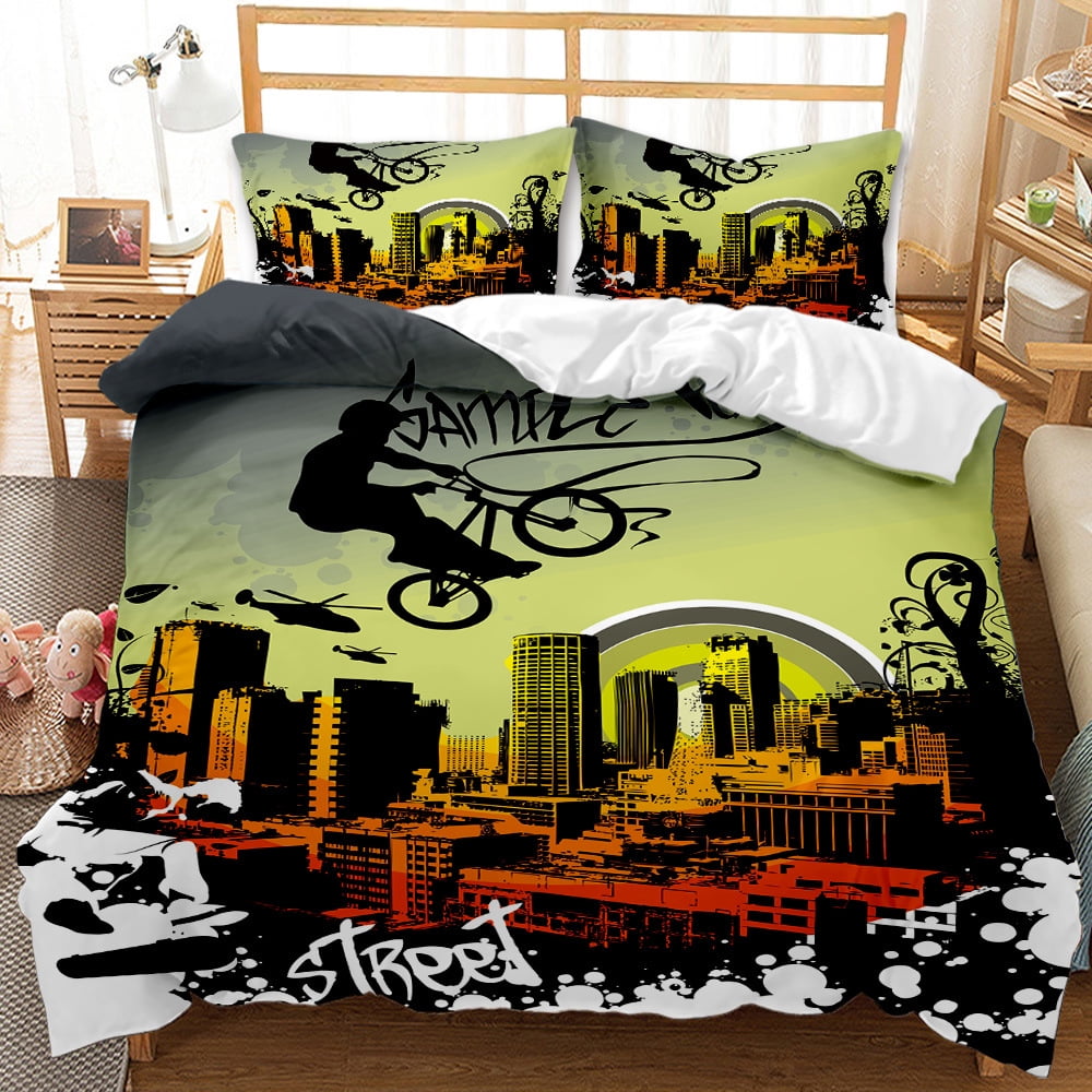 Dirt Bike Bedding Sets Motocross Race Car Duvet Cover Set Comforter